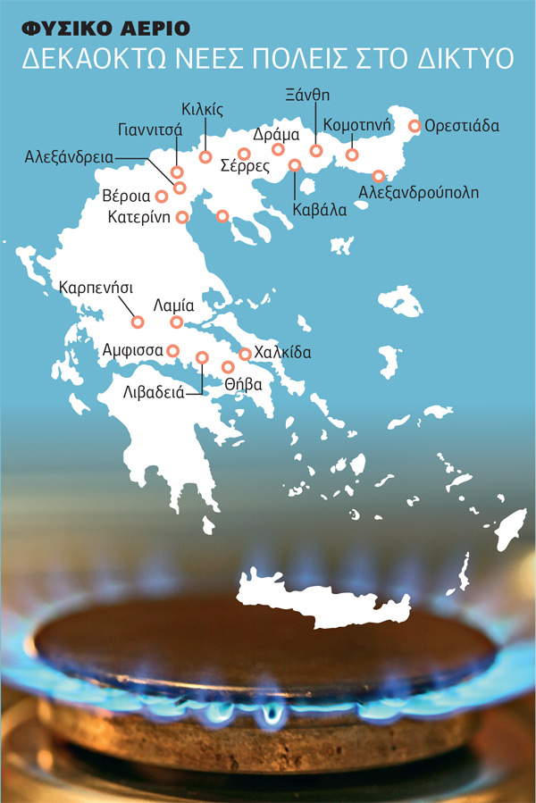 Επεκτείνεται σε 18 πόλεις η διανομή φυσικού αερίου