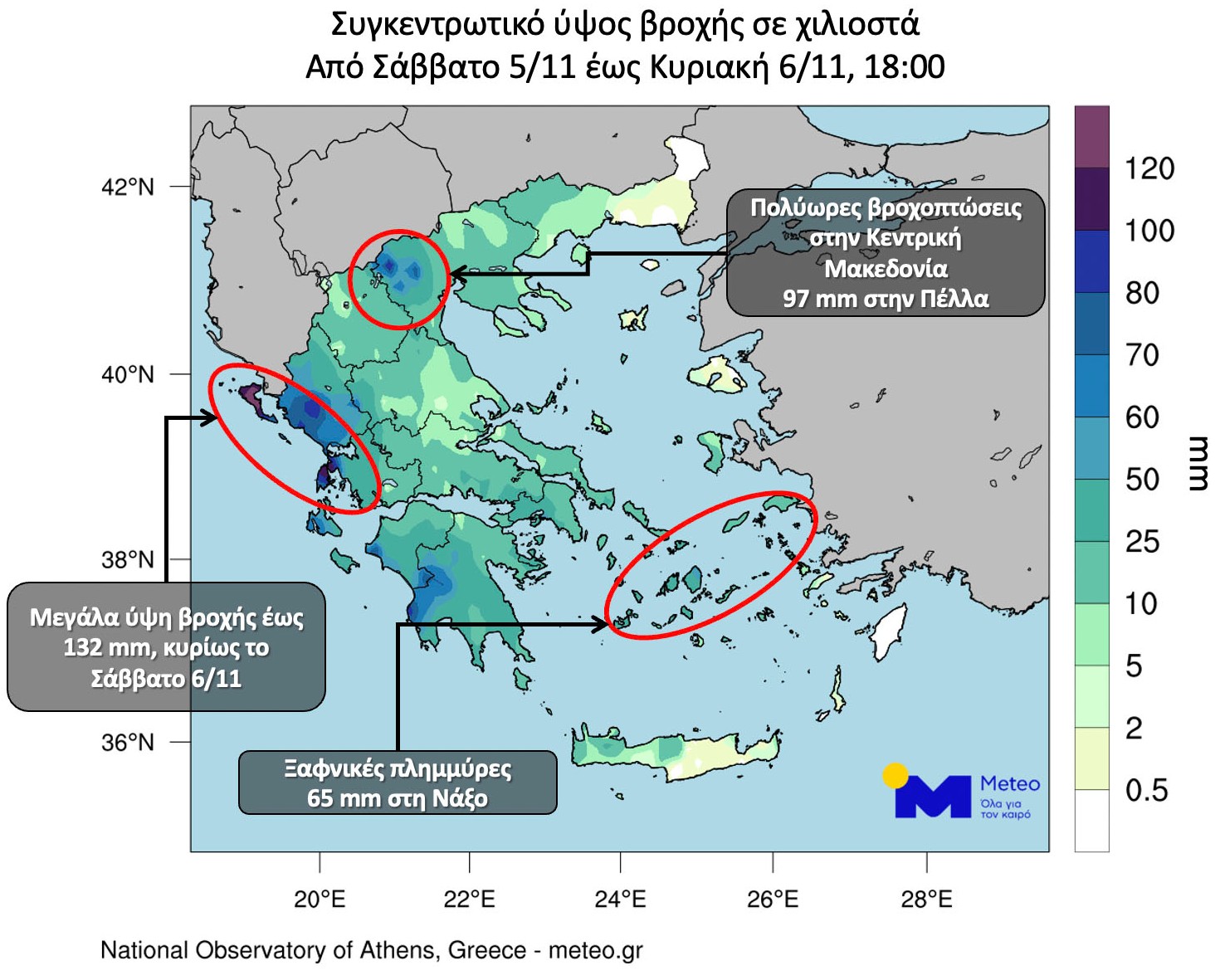 Στη Δυτ. Ελλάδα τα μεγαλύτερα ύψη βροχής από την κακοκαιρία EVA