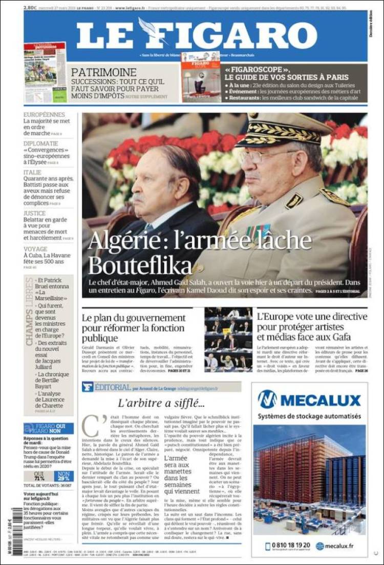 Ανασκόπηση διεθνούς Τύπου 27.3.2019