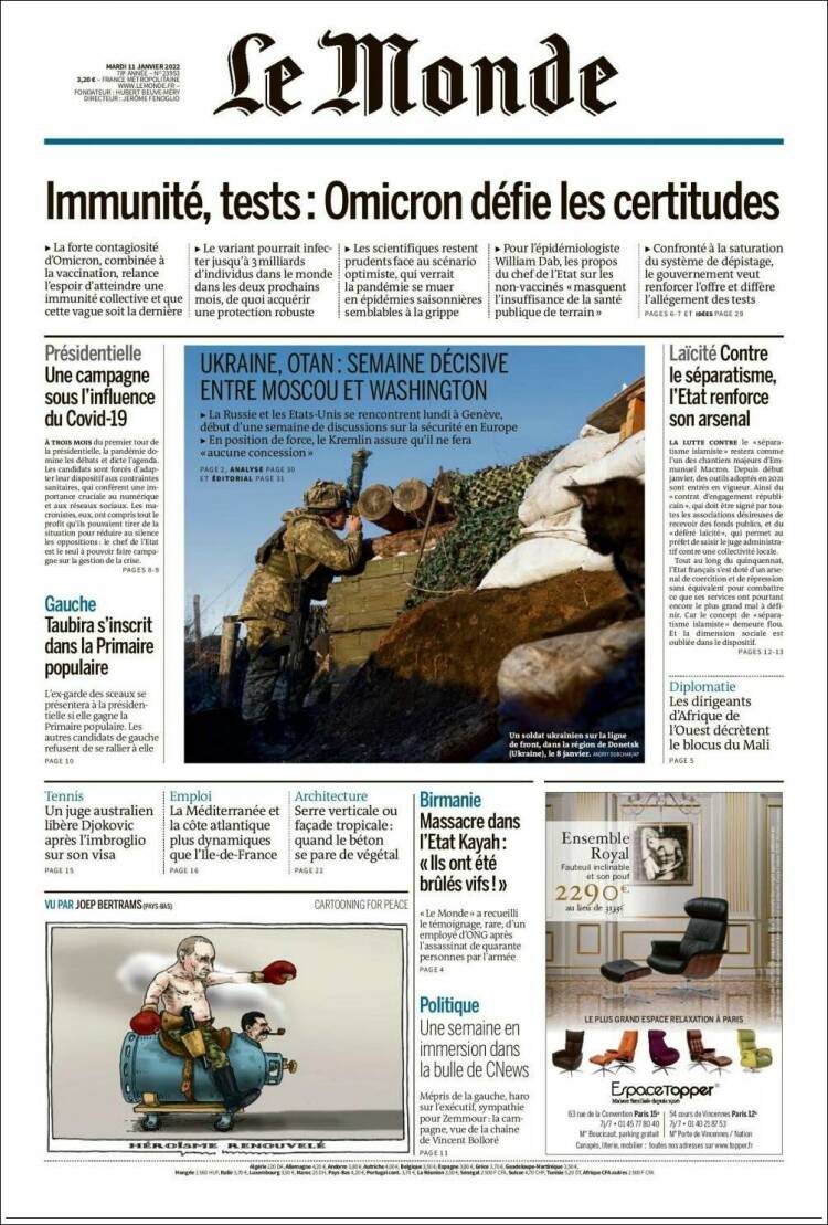 Ανασκόπηση διεθνούς Τύπου 11.1.2022