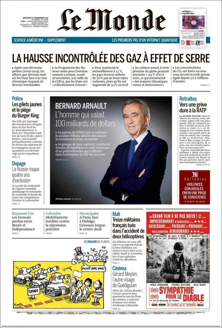 Ανασκόπηση διεθνούς Τύπου 27.11.2019