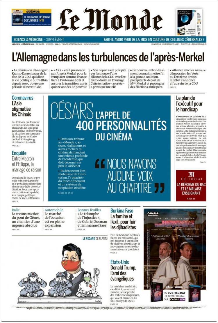 Ανασκόπηση διεθνούς Τύπου 12.2.2020