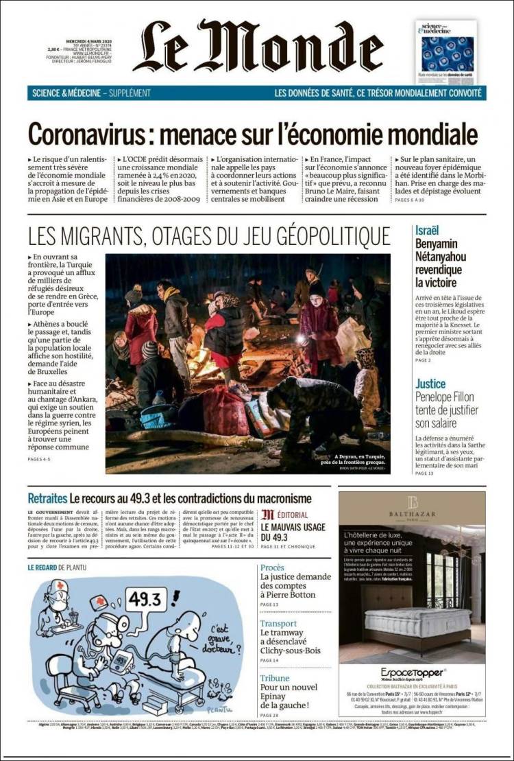 Ανασκόπηση διεθνούς Τύπου 04.03.2020