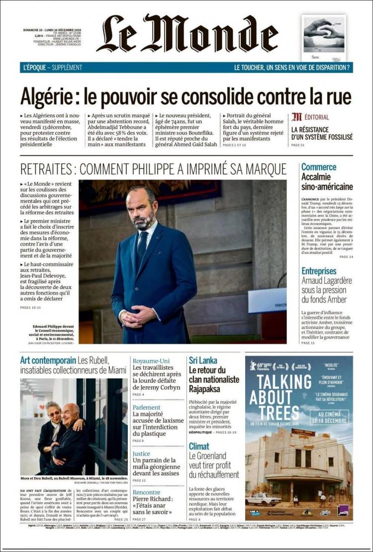 Ανασκόπηση διεθνούς Τύπου 16.12.2019