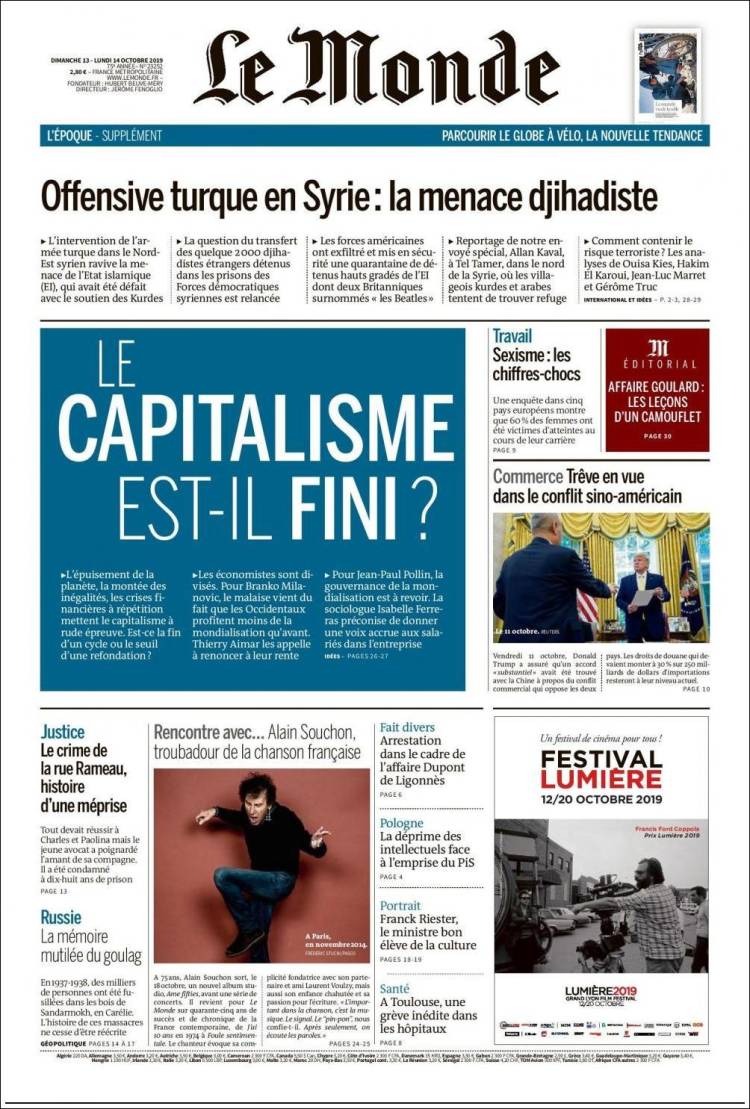 Ανασκόπηση διεθνούς Τύπου 14.10.2019