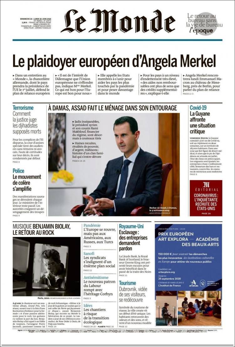 Ανασκόπηση διεθνούς Τύπου 29.6.2020
