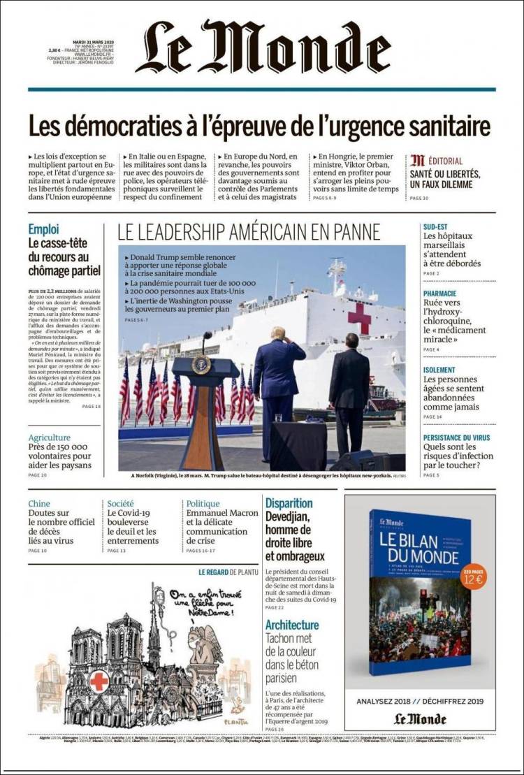 Ανασκόπηση διεθνούς Τύπου 31.3.2020