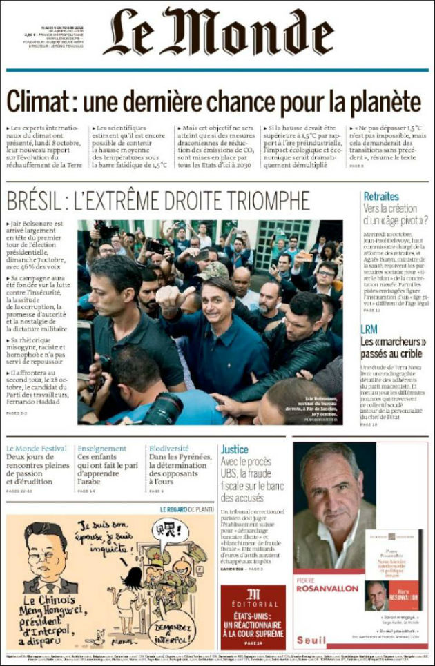 Ανασκόπηση διεθνούς Τύπου – 09.10.2018