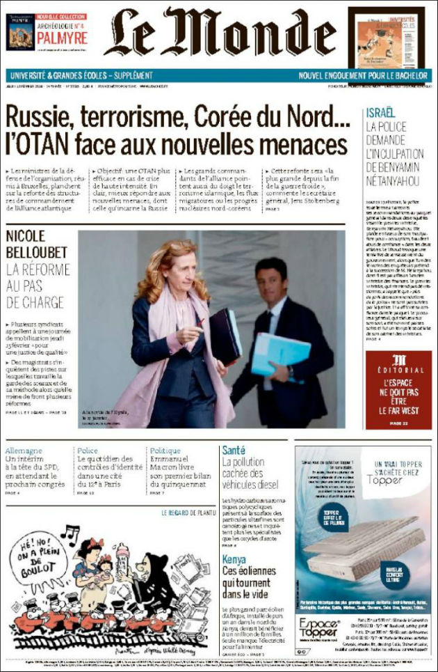 Ανασκόπηση διεθνούς Τύπου 15.02.2018