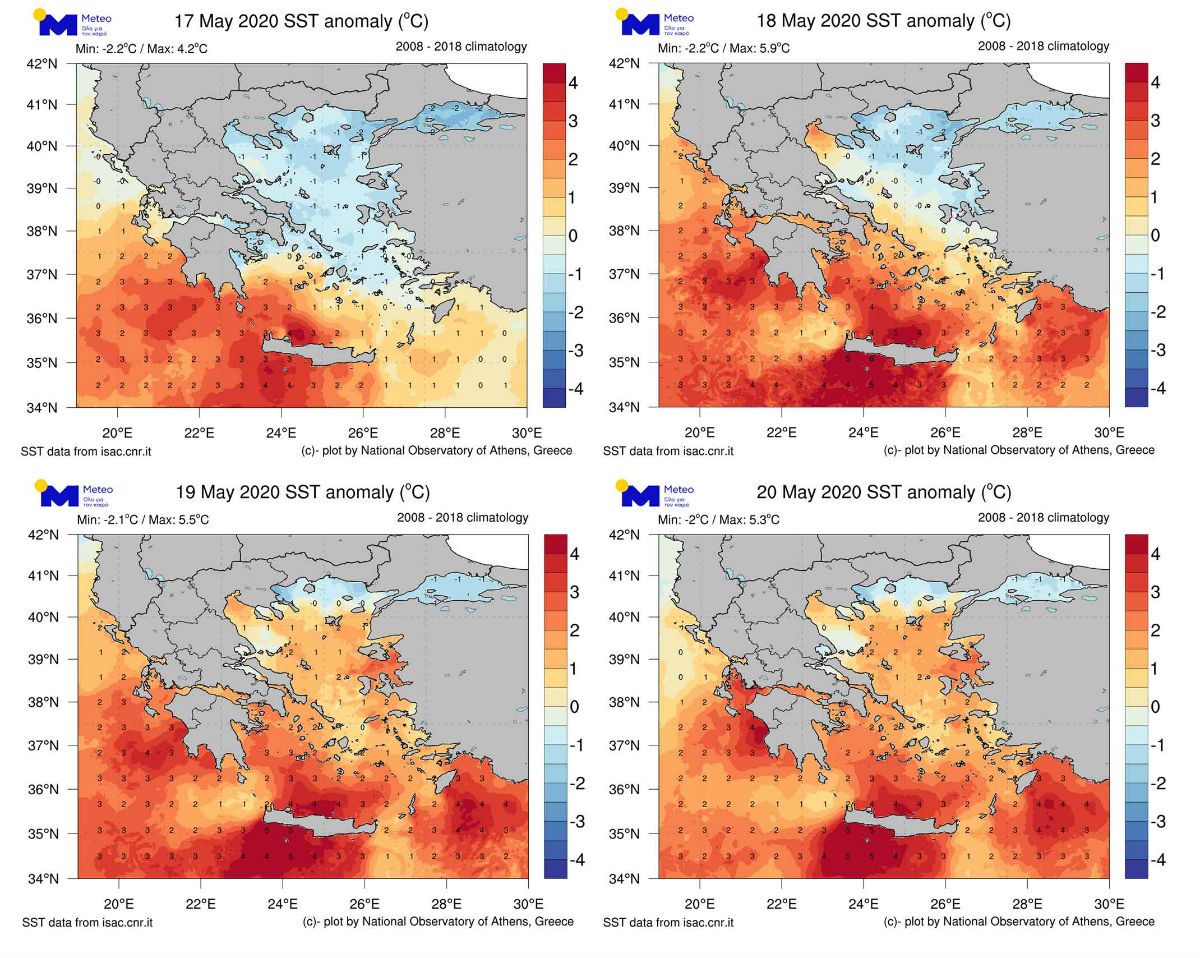 Καύσωνας και στις ελληνικές θάλασσες