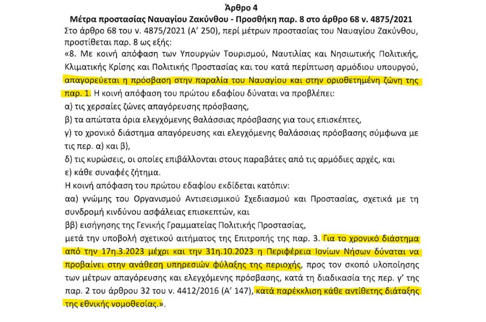 «Ναυάγιο» Ζακύνθου: Κλειστόν λόγω ΜΗ έργων