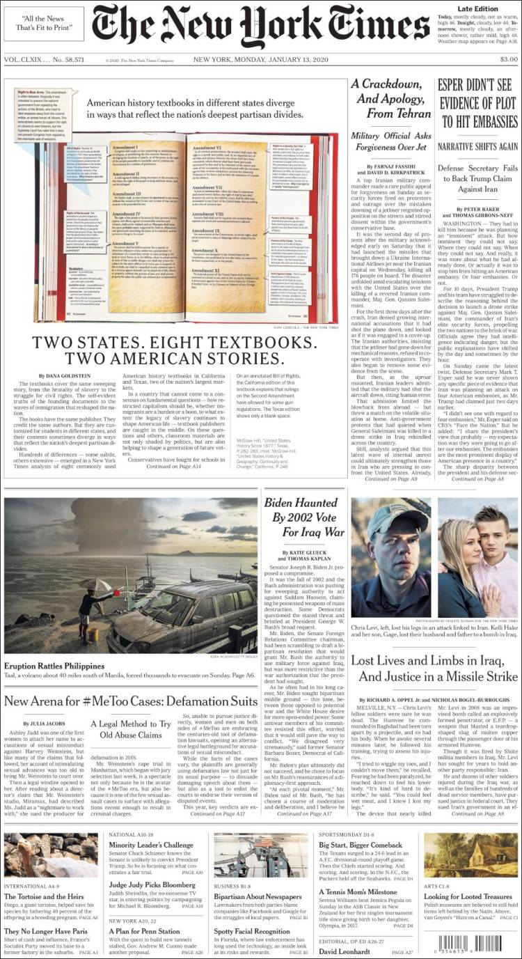 Ανασκόπηση διεθνούς Τύπου 13.01.2020