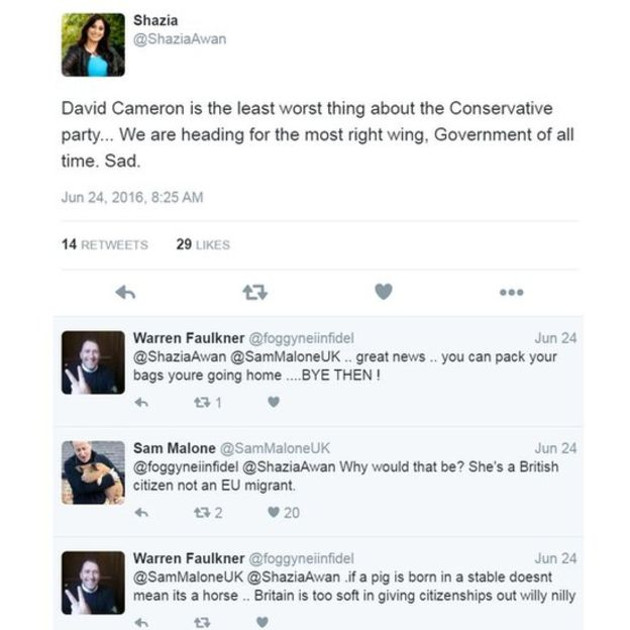«Να φύγετε, ψηφίσαμε Brexit»