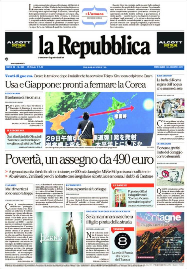 Ανασκόπηση διεθνούς Τύπου 30.08.2017