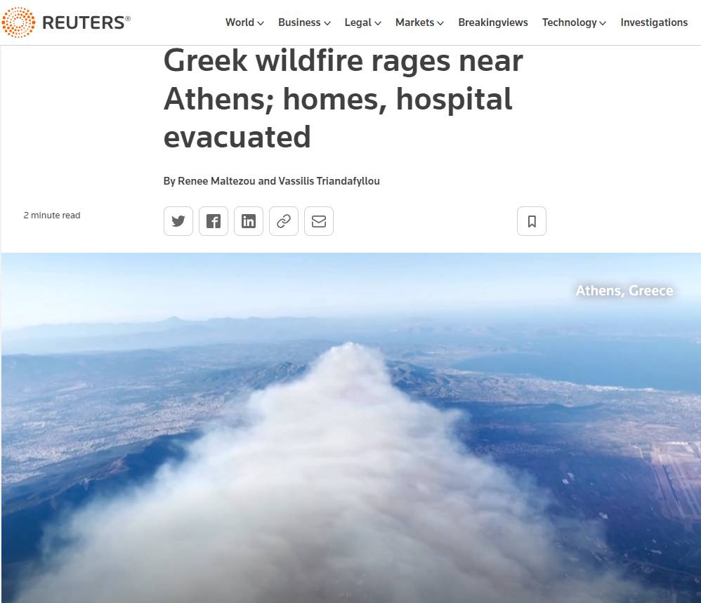 Σε διεθνή μέσα η πύρινη κόλαση στην Αττική