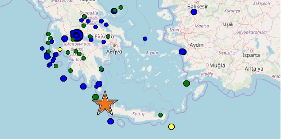 Ισχυρός σεισμός ανοιχτά της Κρήτης, αισθητός στην Αθήνα