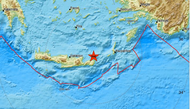Σεισμική δόνηση 4,2 Ρίχτερ ανατολικά της Σητείας