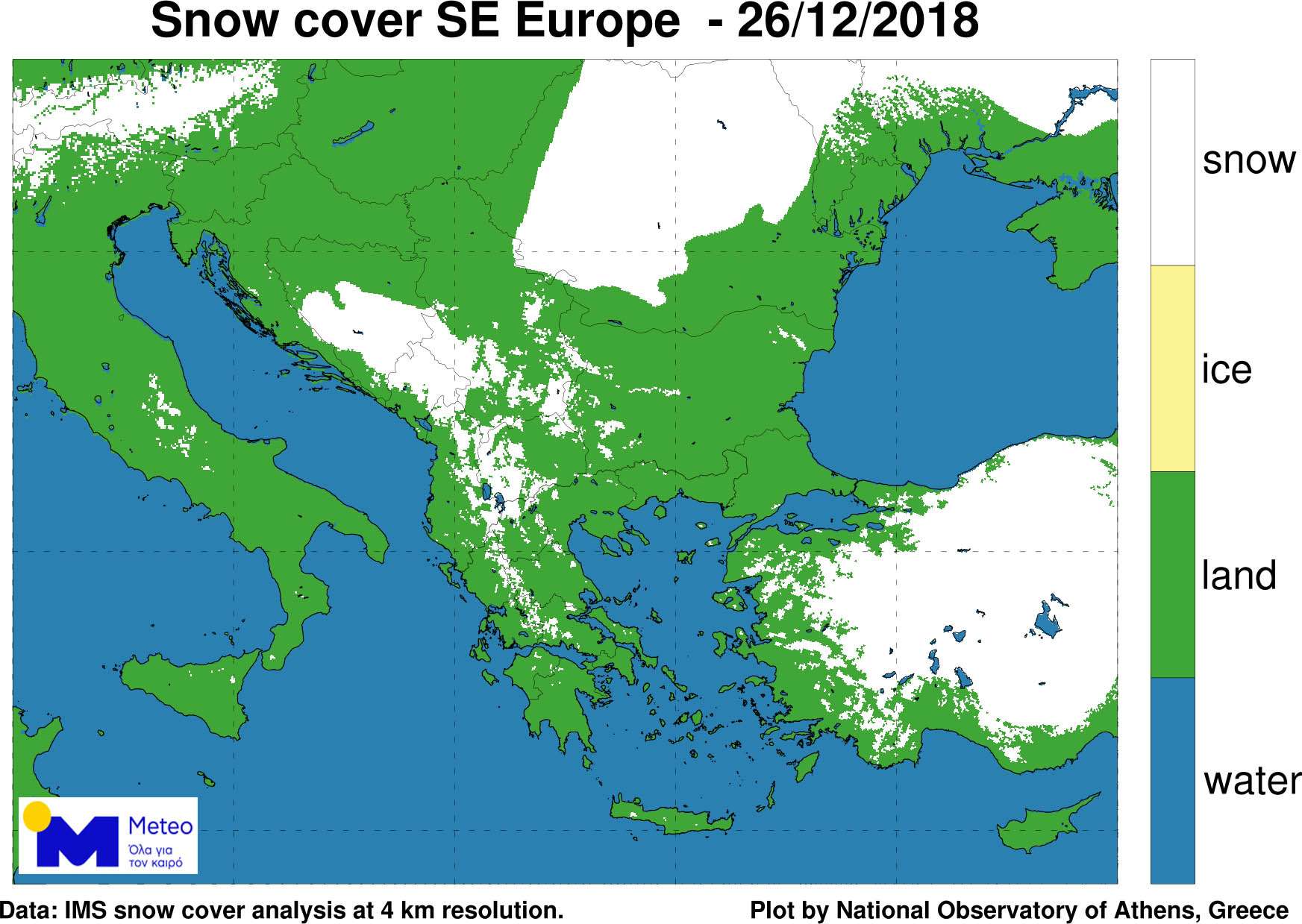 Καλυμμένο από χιόνι τo 8% της Ελλάδας μετά τα Χριστούγεννα