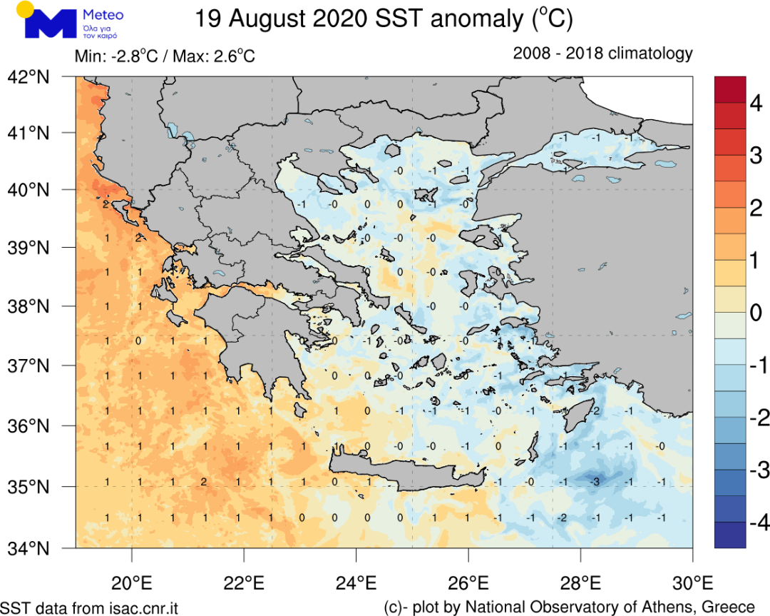 Δροσερές θάλασσες στο Αιγαίο – Θερμό το Ιόνιο
