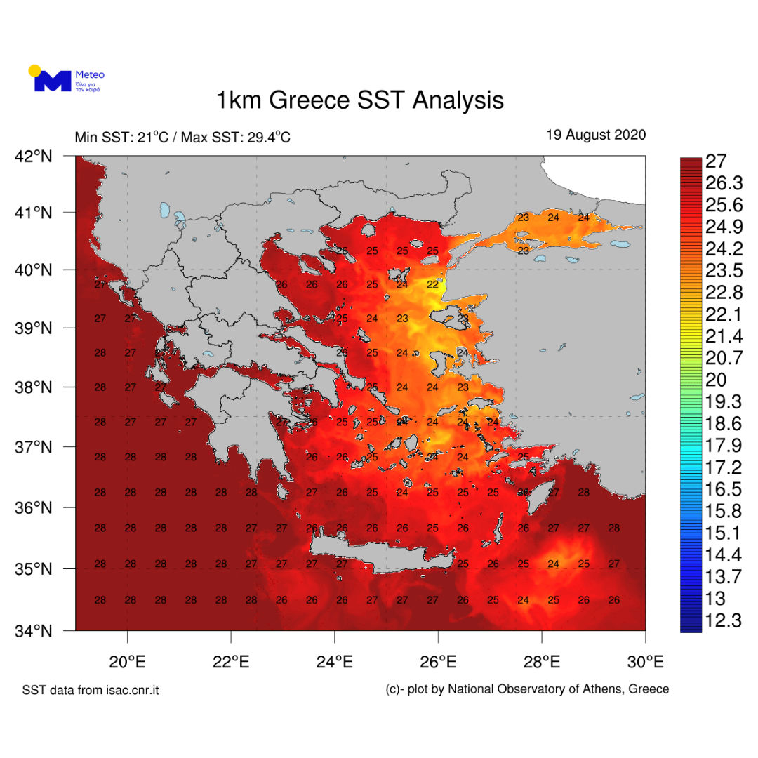 Δροσερές θάλασσες στο Αιγαίο – Θερμό το Ιόνιο