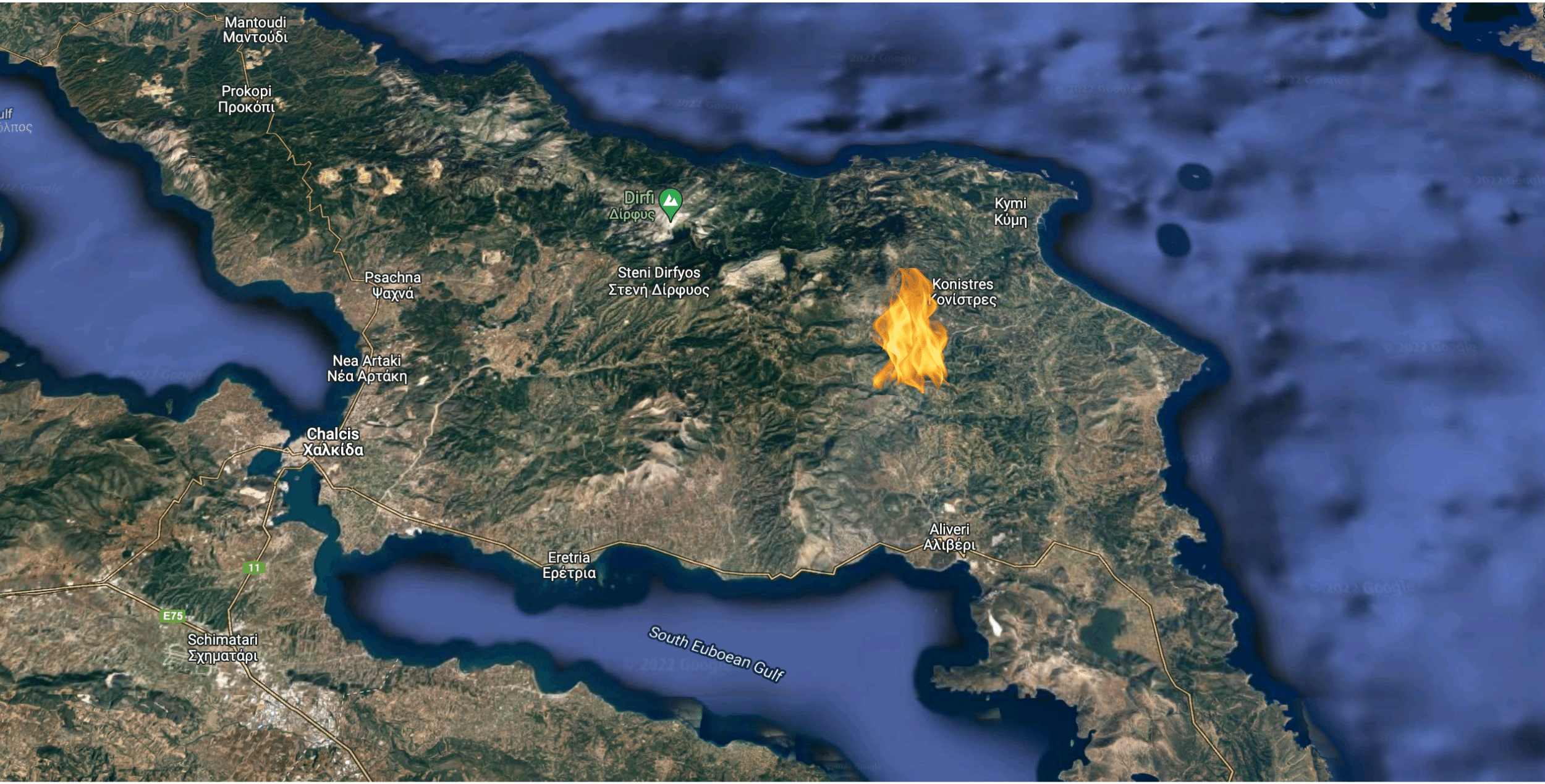 Ολονύχτια μάχη με τις φλόγες στην Eύβοια