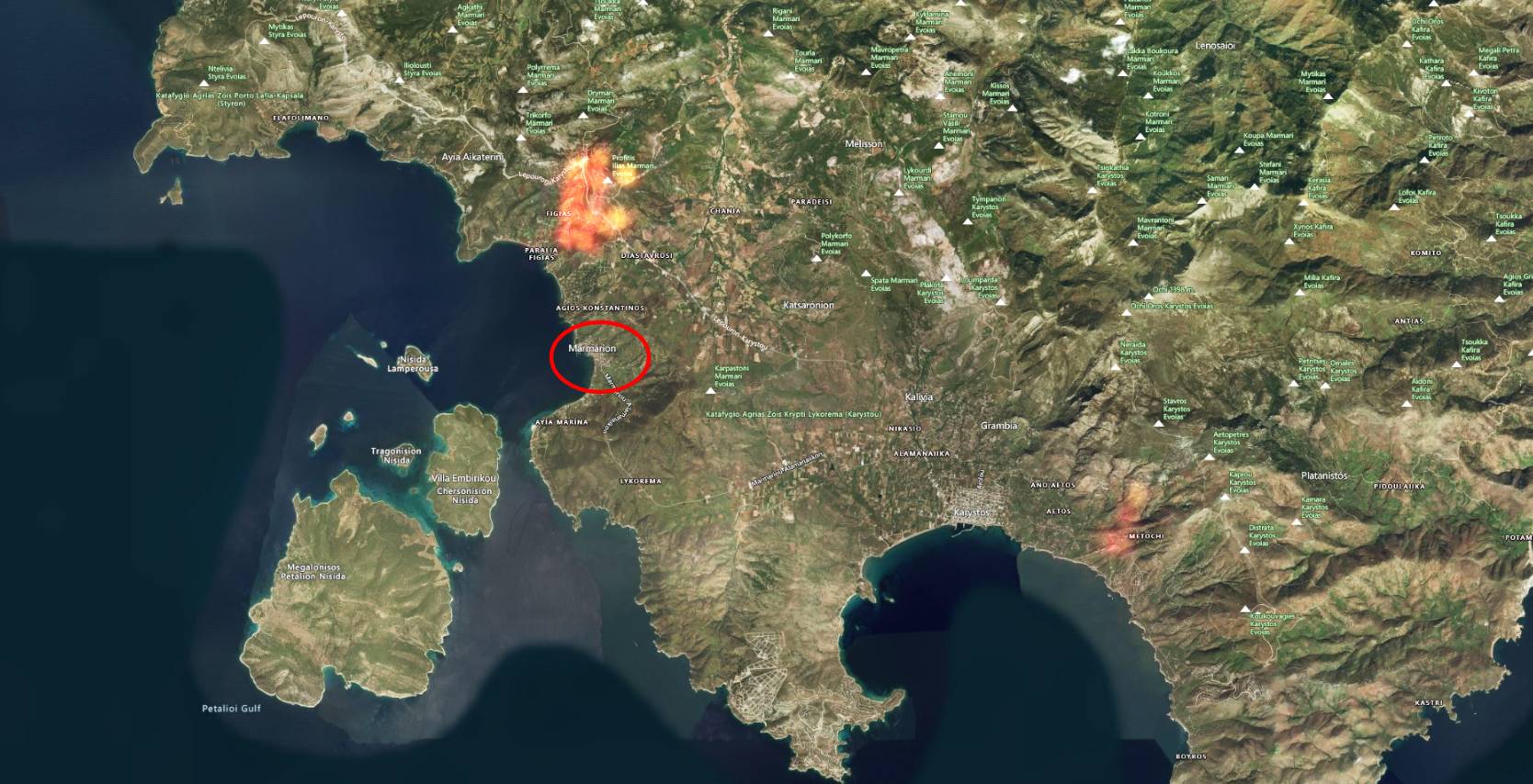 Καλύτερη η εικόνα από τη μεγάλη πυρκαγιά στο Μαρμάρι