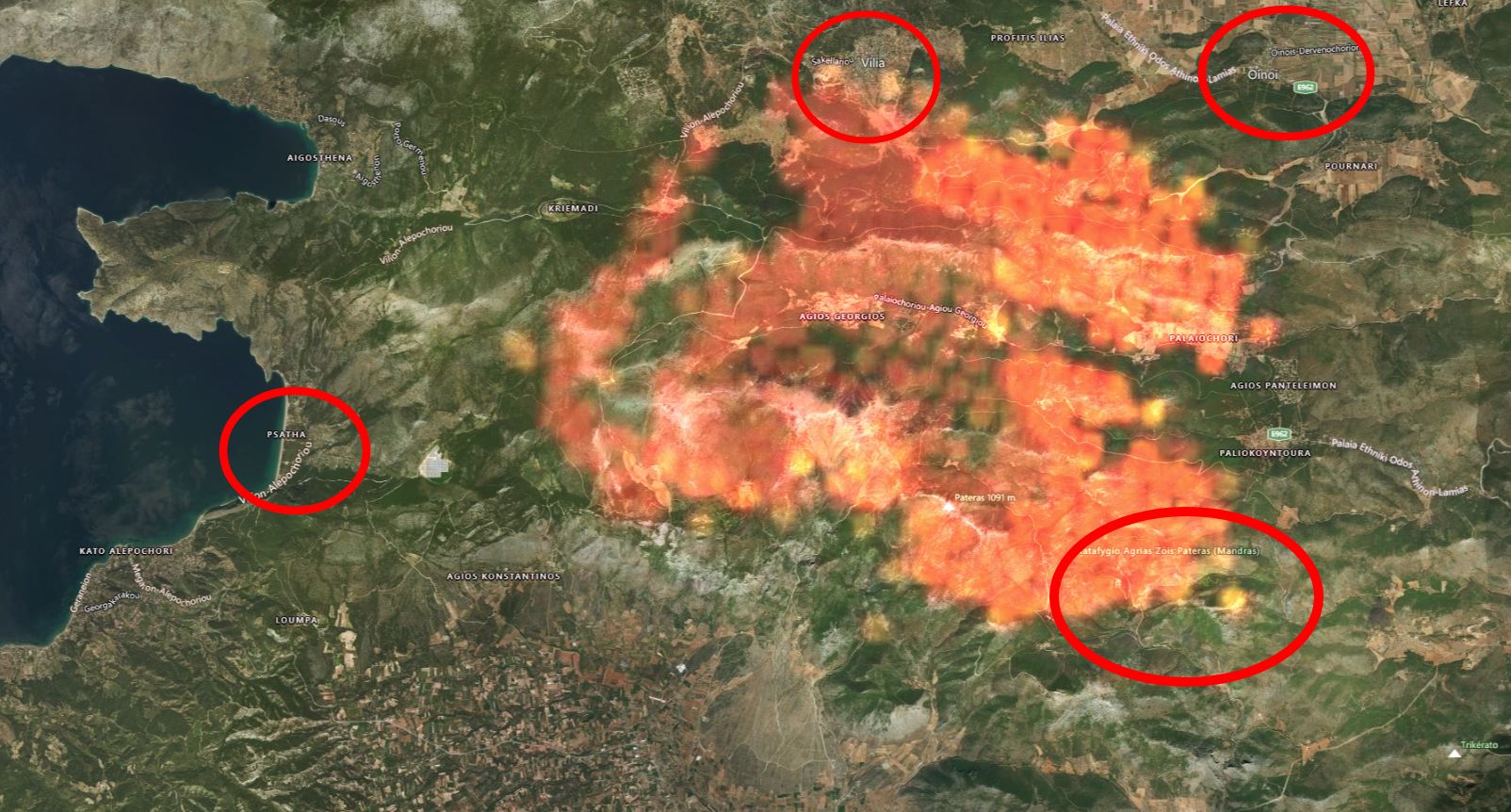 Θρίλερ με το πύρινο μέτωπο στα Βίλια